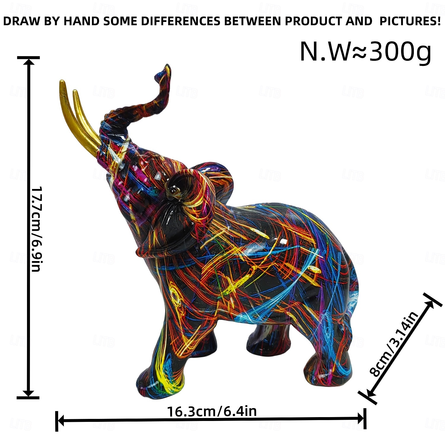 красочная статуя слона из смолы, красочные художественные скульптуры слонов, красочный декор слонов, орнамент по фен-шуй, скульптура животных-слонов для кухни, офиса, полки, домашний декор, для 2026 - $16.99 –P3