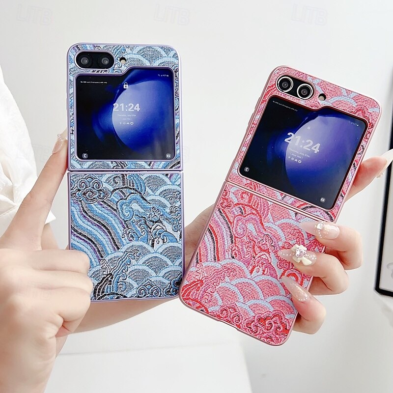Phone Case For Z Flip 7 Z Flip 6 Z Flip 5 Z Flip 4 Back Cover with Stand Holder Shockproof Retro Textile PC 2025 - $17.99 –P8
