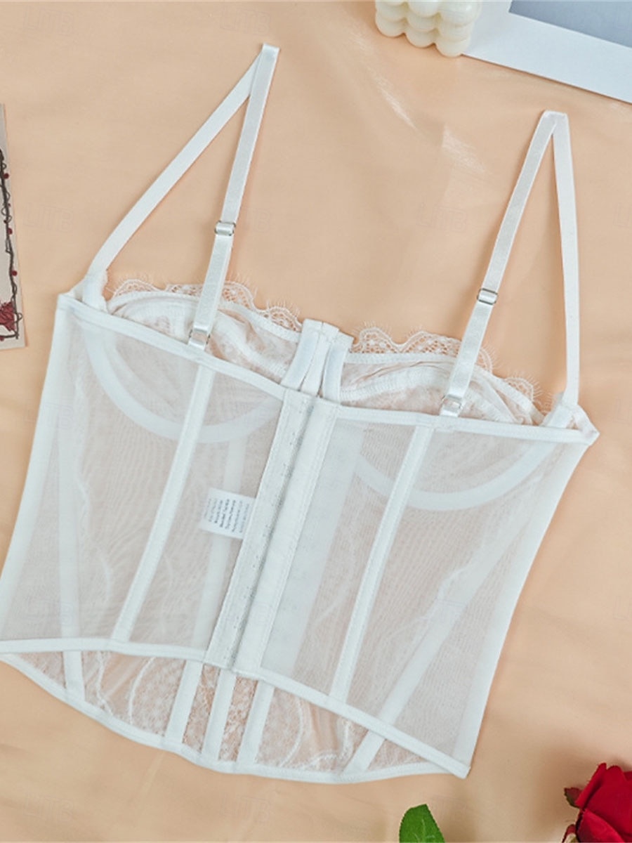 Women's Loungewear Pure Color Corsets Carnival Party Valentine's Day Breathable Straps Sleeveless Lace Backless Summer Spring Home Outfits 2025 - $23.99 –P18