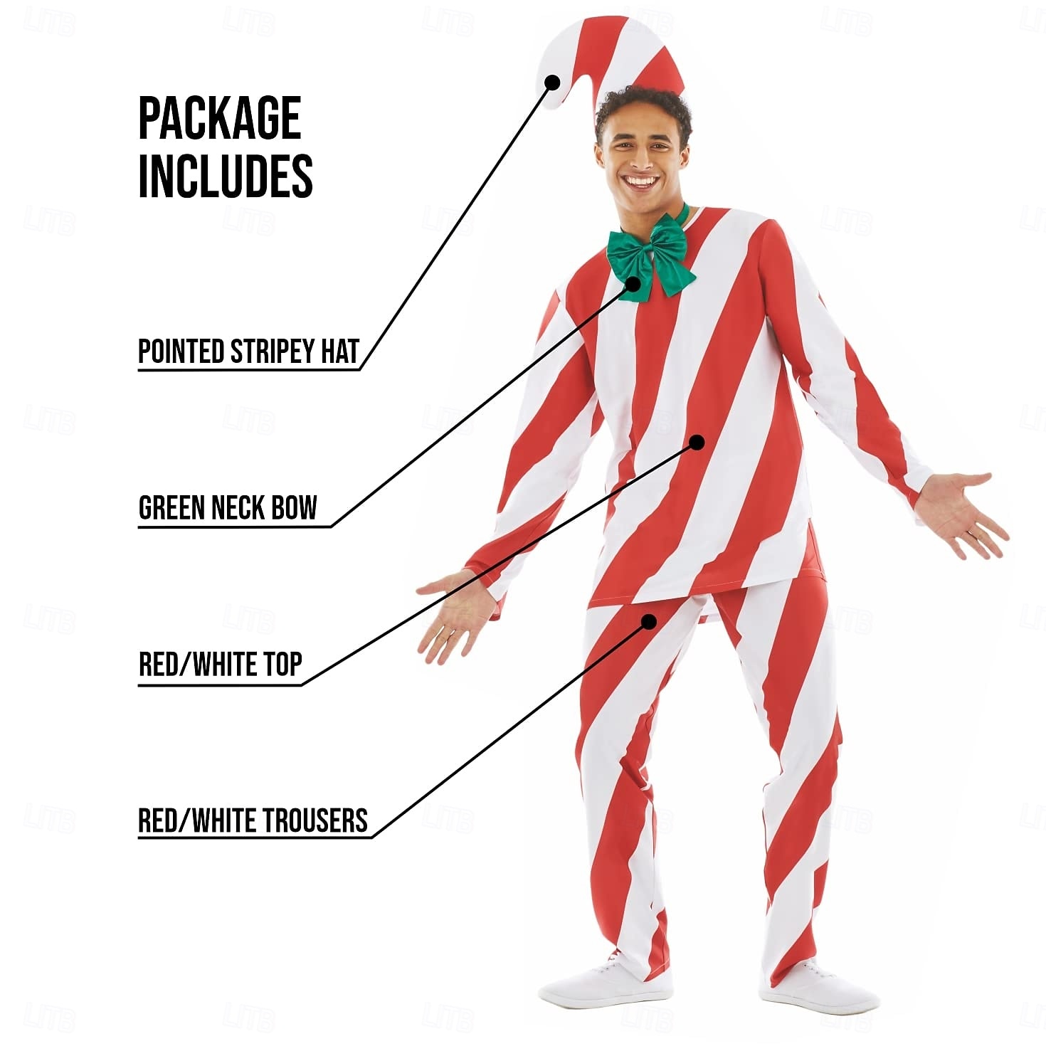 trestie de bomboane Costum Bărbați Băieți Crăciun Ajunul Craciunului Costum Cosplay Adulți Pentru copii Crăciun Vârf Pantaloni Guler Pălărie 2025 - $38.99 –P1