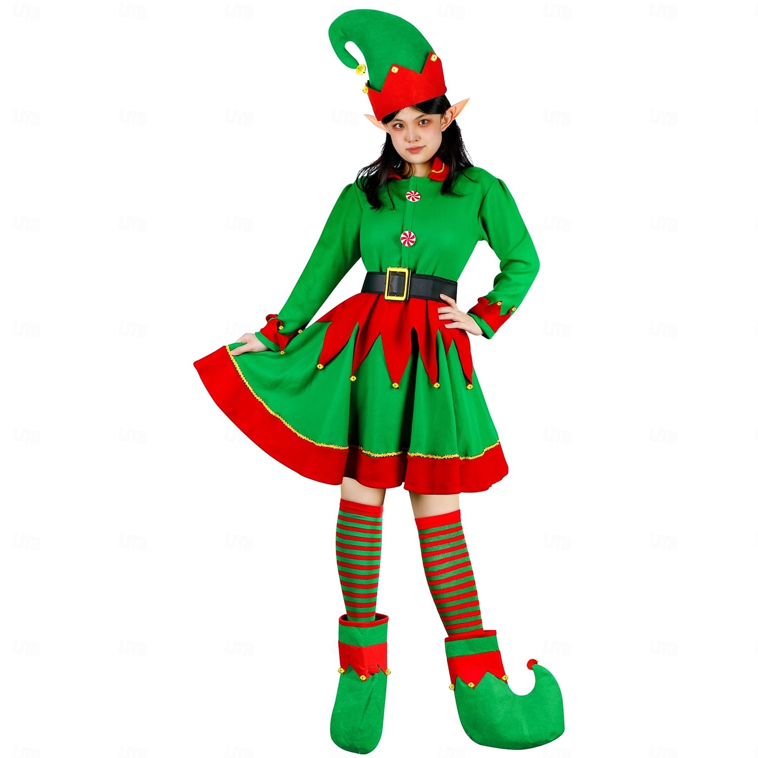 Alf Kläder Fin julklänning Julkostym Dam Jul Nyår julafton Jul Vuxen Fest Jul Klänning Skärp Strumpor Skor Hatt 2025 - $27.99 –P4