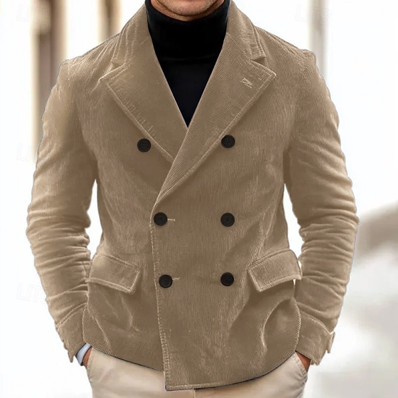 Per uomo Giacca di velluto a coste Blazer in velluto a coste Attività commerciale Cocktail party Ricevimento di matrimonio Di tendenza Informale Autunno inverno Poliestere Velluto a coste Liscio del 2026 a $68.99 –P3