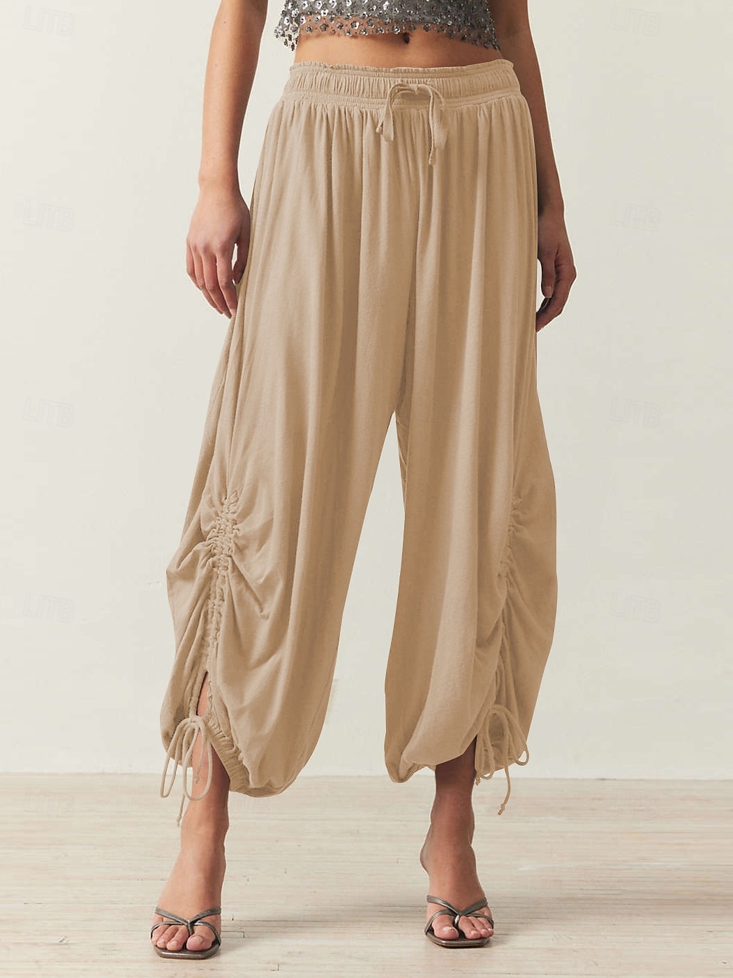 Damen Bekleidung Trainingshosen Aktiv Modisch Casual / sportlich In voller Länge Mittlere Taillenlinie Glatt Bedruckt Atmungsaktivität Weich Komfortabel Mikro-elastisch Casual Hellgrau Hellgrün Khaki 2025 - $26.99 –P3