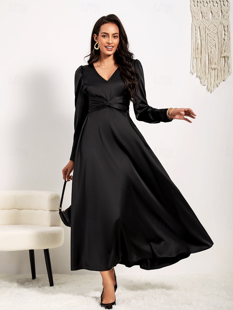 Women's Swing Tunic Dress Shift Dress Twisted Knotted Work Elegant Stylish  Modern Long Sleeve Black Spring Fall 2026 - $41.99