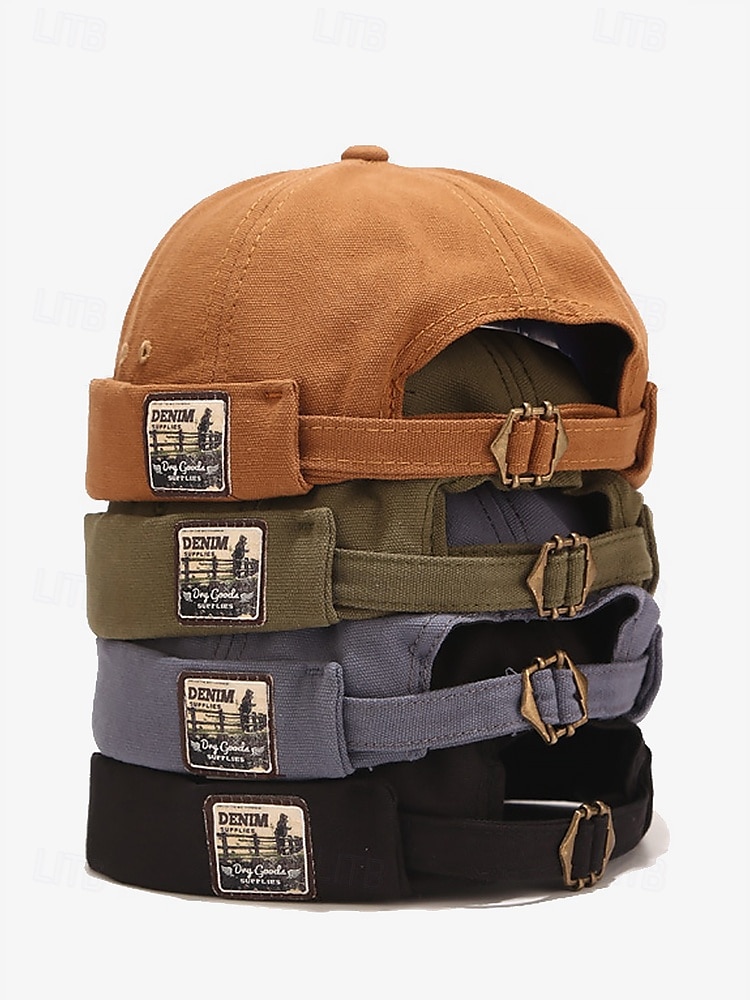 męskie czapki beanie vintage z podwiniętym mankietem – regulowane czapki bez daszka w wielu kolorach, idealne do noszenia na co dzień i na ulicy 2025 - $14.99 –P1
