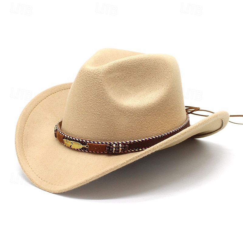 Homme Chapeau du Kentucky Derby Chapeau de Soleil Chapeau de Cowboy Chapeau Fedora Trilby Noir Rouge Laineux Le style rétro Mode 18ème Siècle État du Texas Quotidien Le thème de la fête Couleur Unie de 2025 ? $21.99 –P5