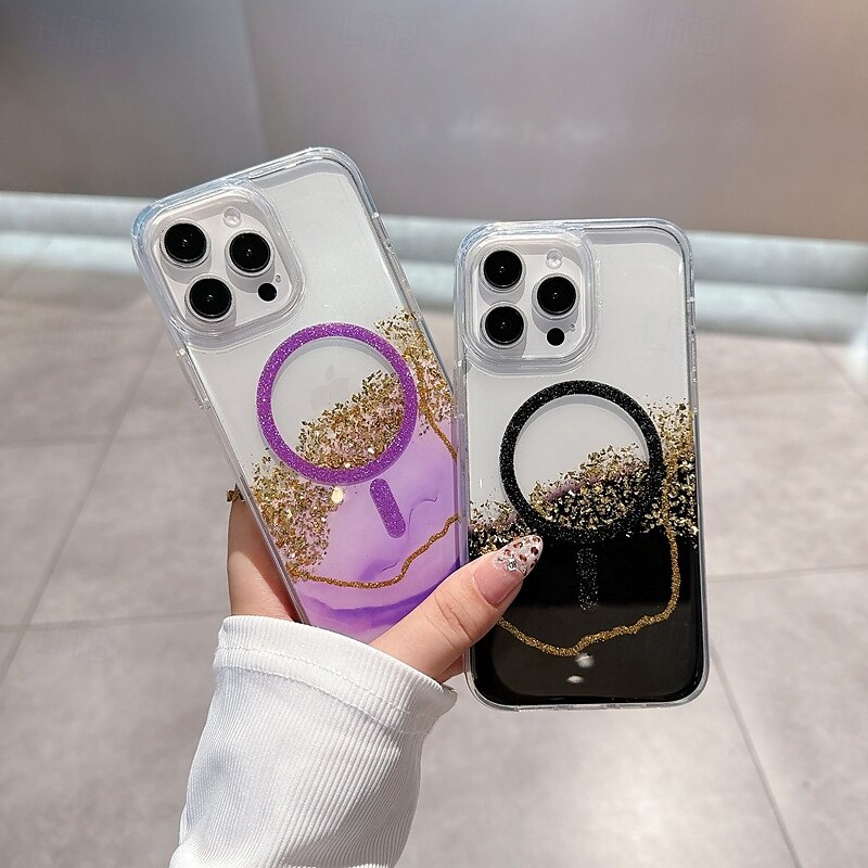Phone Case For iPhone 16 Pro Max Plus iPhone 16 iPhone 16 Pro iPhone 15 Pro Max Plus iPhone 15 iPhone 14 Pro Max iPhone 13 12 11 Pro Max Back Cover Magnetic Support Wireless Charging Bling Glitter 2025 - $16.99 –P3