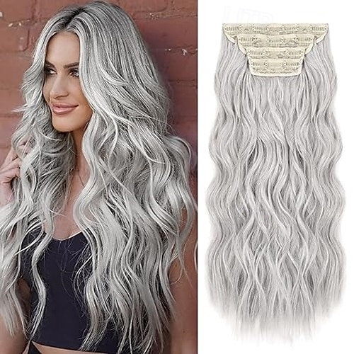 Ondulado Clipes Cabelo Sintético Longo Alongamento Com Presilha 4pçs Resistente ao Calor Mulheres de 2025 por $18.49 –P4