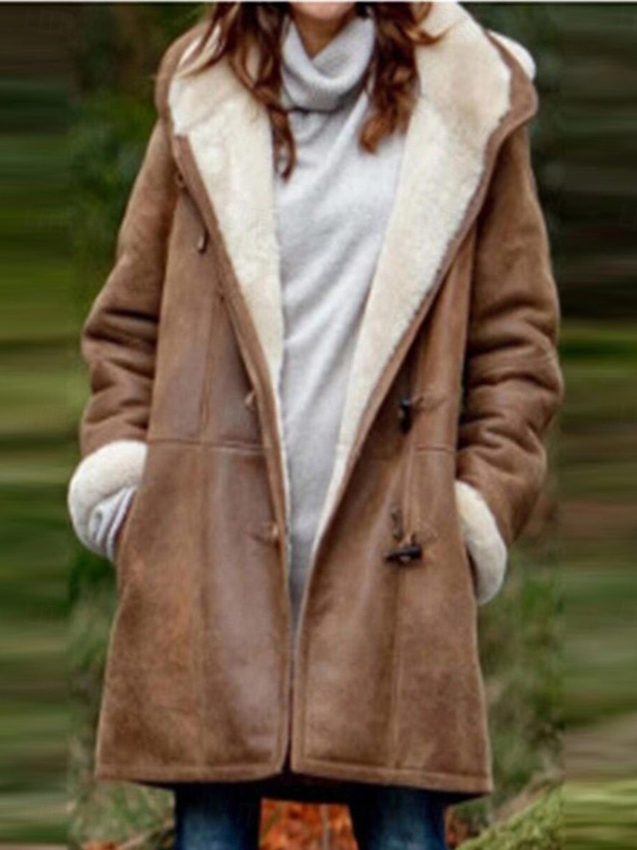 Per donna Giacca in pile Cappotto teddy Giacca con cappuccio Tenere al caldo Traspirante Tasche In pile Informale Liscio Da mare Strada Da tutti i giorni Per uscire Monopetto Standard Felpa Standard del 2025 a $34.99 –P1