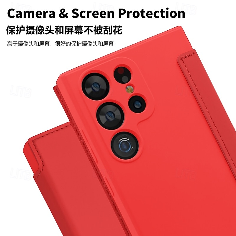 телефон Кейс для Назначение S25 S24 S23 Ultra Plus S22 Плюс Ультра Кейс на заднюю панель со стендом Разъем для карты Защита от удара Ретро ТПУ Кожа PU 2025 - $13.99 –P4