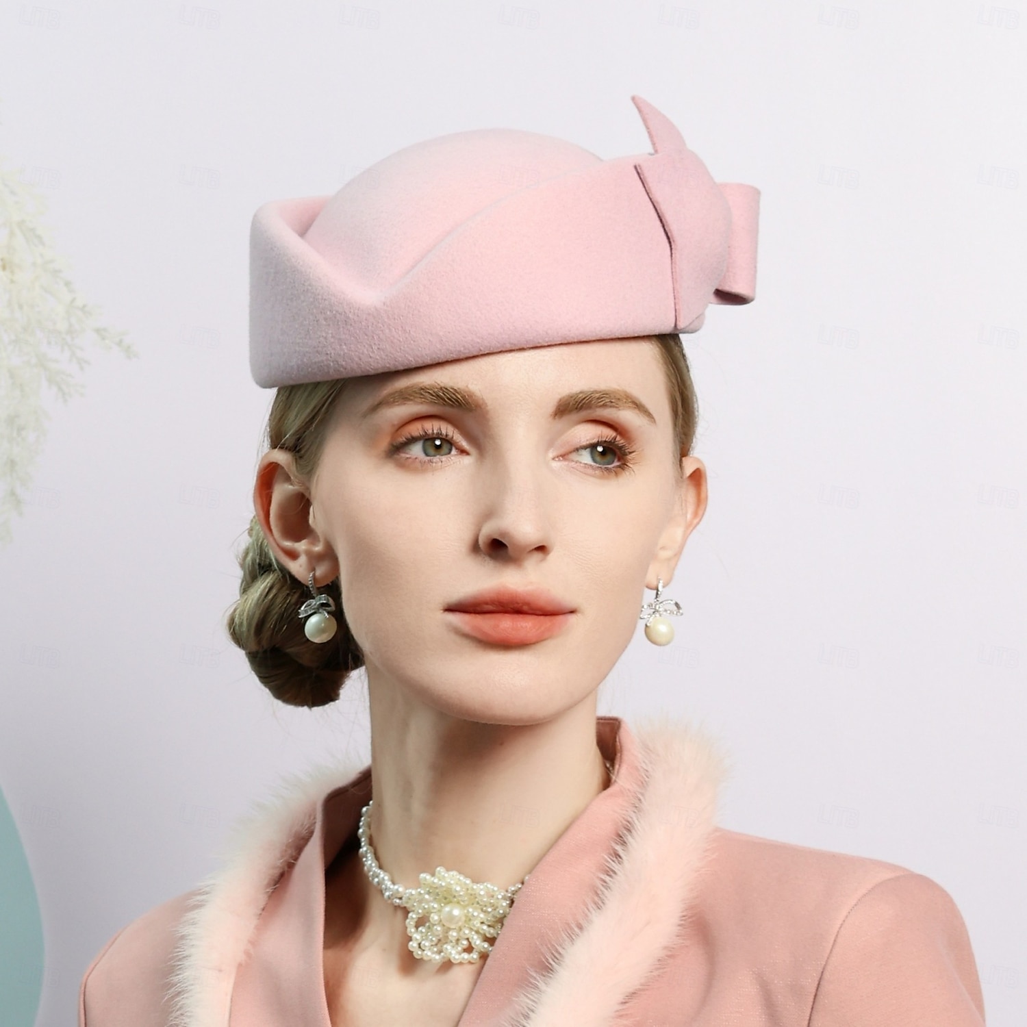 hoed 100% Wol Damesbaret Fedorahoed Bruiloft cocktail Elegant Bruiloft Met Strik Pure Kleur Helm Hoofddeksels 2026 - $49.99 –P2