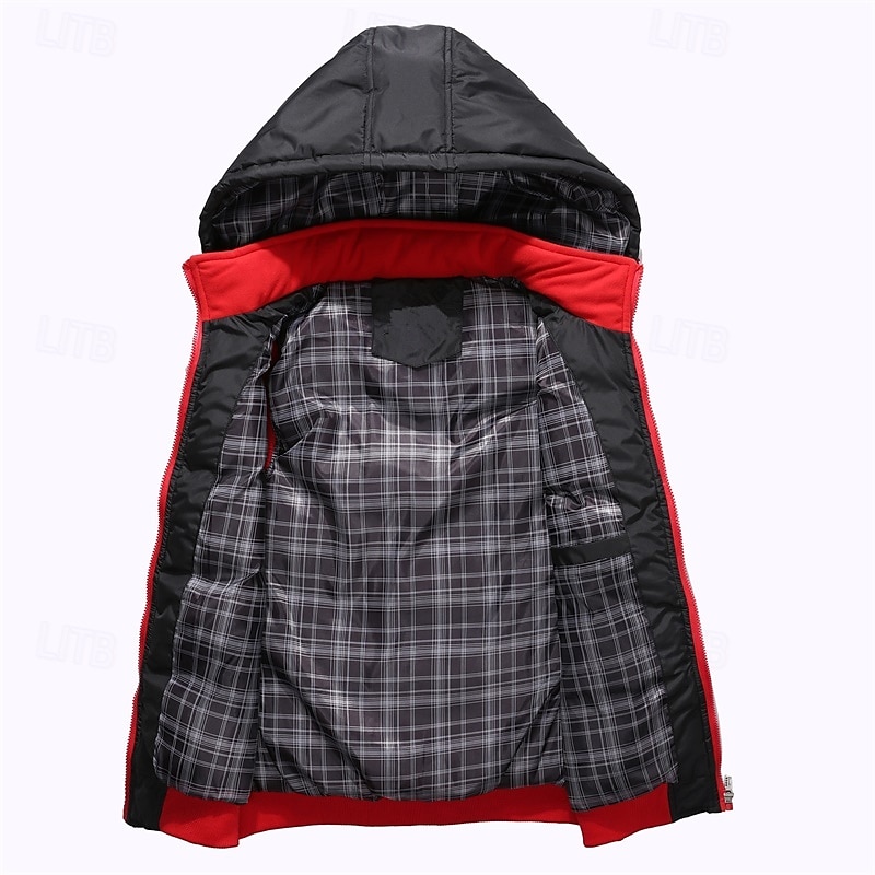 Pánské Puffer Vesta Vesta s kapucí S vycpávkou Vesta Prošívaná vesta Denní Rande Dovolená Módní Na běžné nošení Podzim zima Kapsy Polyester Zahřívací Pohodlné Barevné bloky Zip Kapuce Běžný Čern 2025 - $39.99 –P6