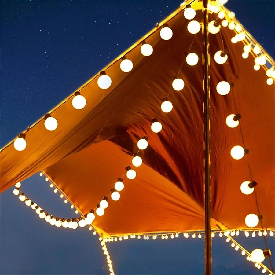 solenergi utendørs vanntette g50 pære lysstreng 5m 7m perfekt for jul, bakgård utendørs terrasse camping atmosfære dekorasjon 2025 - $65.99 –P9