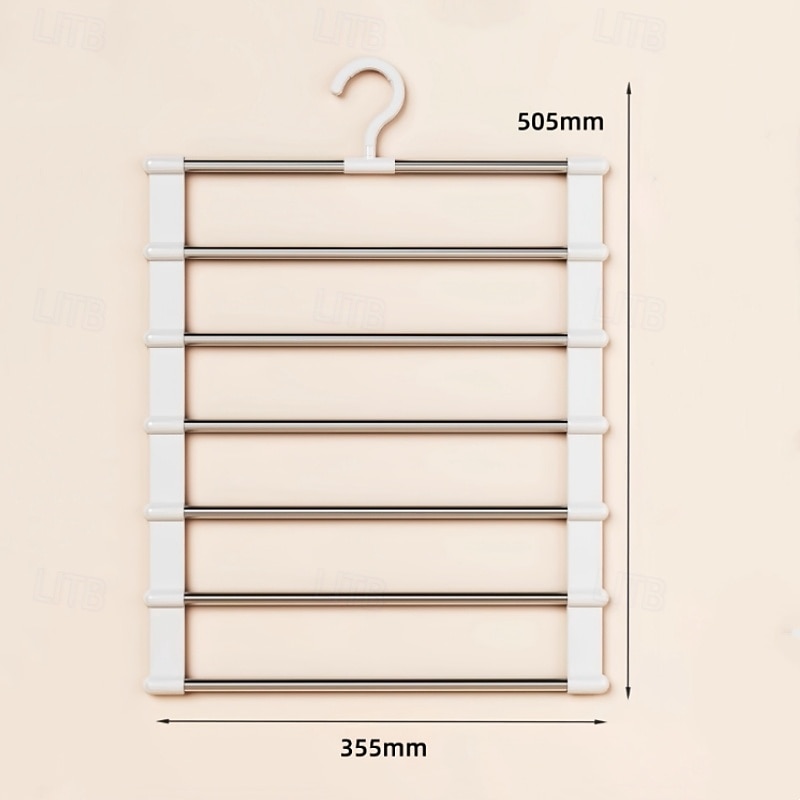 Percha para pantalones de acero inoxidable de 6 capas, percha plegable mágica para ahorrar espacio en el armario, organizador de almacenamiento con perchas en forma de escalera 2025 - $8.99 –P3