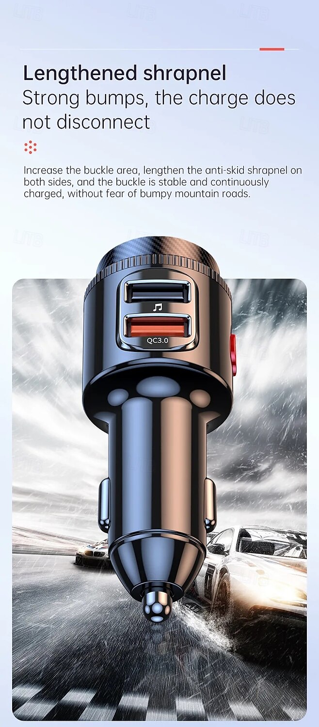 PD30WQC 3.0 Bluetooth 5.4 Car MP3 Player FM Transmitter Wireless Handsfree U Disk Play USB Car Fast Charge Adapter 2025 - $31.99 –P7