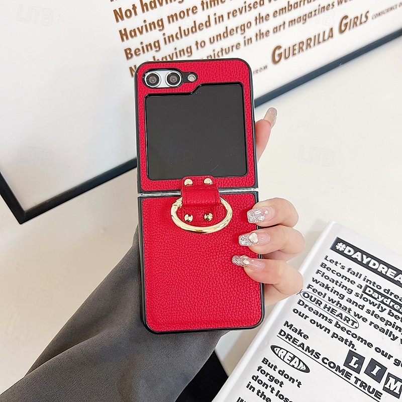 telefono Custodia Per Capovolgi Z 6 Z Flip 5 Z Flip 4 Z Flip 3 Per retro Fibbia ad anello Resistente agli urti Retrò TPU pelle sintetica del 2025 a $16.99 –P7