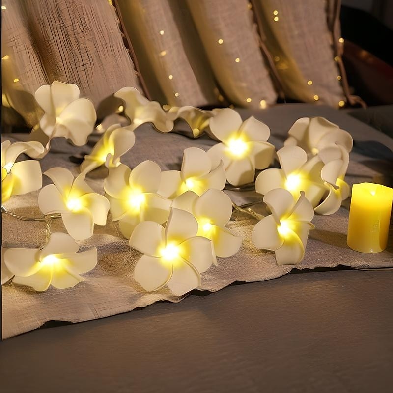 3m 20 led frangipani blomsterslyngelys, eventyrlys krans for julehjem, bryllup og festdekor, utendørs kransbelysning 2025 - $22.99 –P11