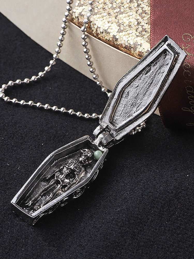 Gothic-Halskette mit Totenkopf- und Sargkreuz-Anhänger – Edelstahl-Amulett im Vintage-Stil für Männer 2025 - $8.99 –P5