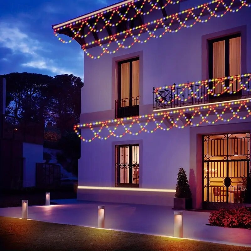 Guirlande lumineuse LED alimentée par USB 4 m 138 LED en forme de vague pour intérieur et extérieur, fête, avant-toit, rampe d'escalier, vacances, Noël, nouvel an, éclairage coloré, 1 pièce de 2025 ? $26.99 –P6