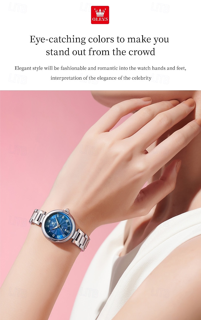 olevs 5608 luxe merk dameshorloge klassieke mode waterdicht lichtgevend kalenderhorloge elegant quartz dameshorloge 2025 - $26.99 –P11