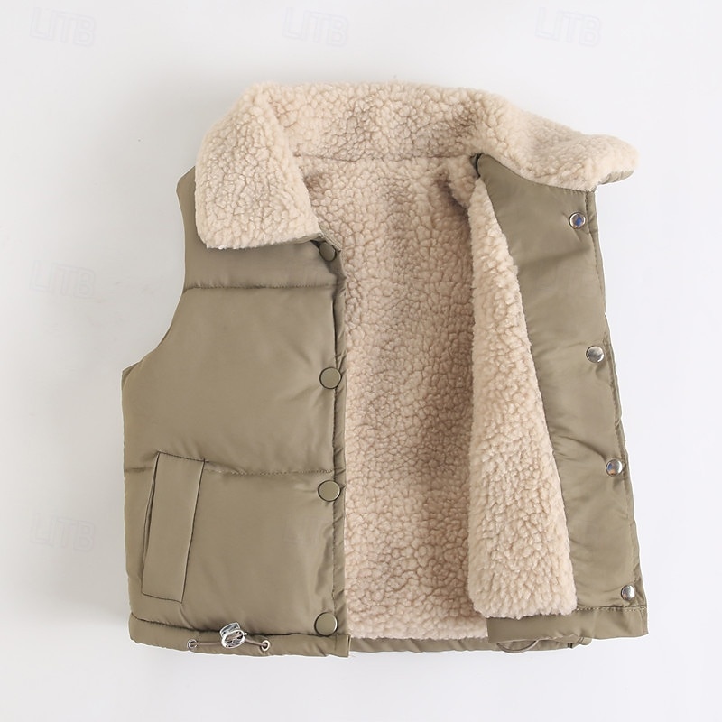 Barns Flickor Västkappa Ärmlös Svart Vit Gul Ensfärgat Ficka Höst Vinter Neutral Skola 4-12 år 2025 - $20.99 –P5