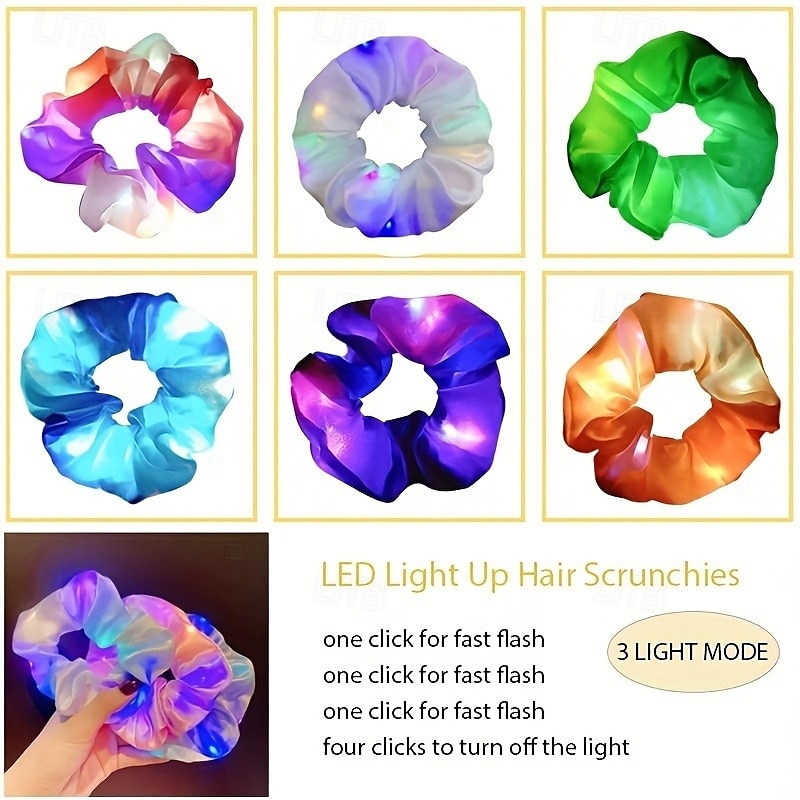 Valentine's Day Gifts for Women Mom Her, 6pcs LED Light-Up Scrunchies - Vibrant Hair Ties for Women & Girls Colorful Glow in the Dark with Multiple Light Modes Perfect Fashion Accessory 2026 - $11.99 –P8