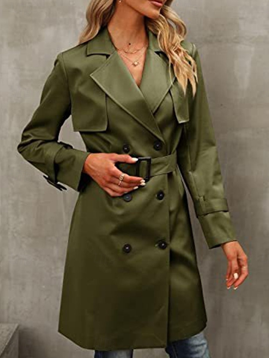 Dam Kappa Utomhus Gata Dagliga kläder Höst Vinter Normal Täcka Normal Håller värmen Andningsfunktion Stylish Ledigt Jacka Långärmad Slät Med fickor Svart Armégrön Rubinrött 2025 - $46.99 –P8