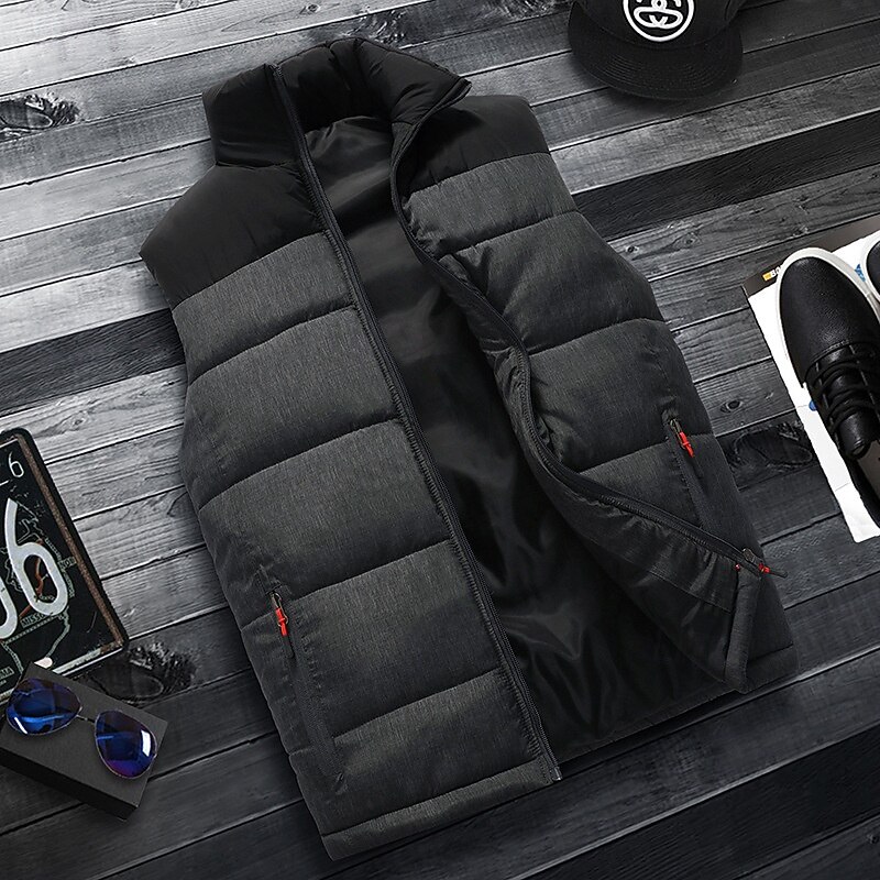 Herr Pufferväst Gilet Quiltad väst Dagligen Datum Semester Mode Ledigt Höst vinter Ficka med blixtlås Polyester Håller värmen Bekväm Färgblock Dragkedja Hög krage Normal Orange Ljusgrå Mörkgrå Väst 2025 - $32.99 –P12
