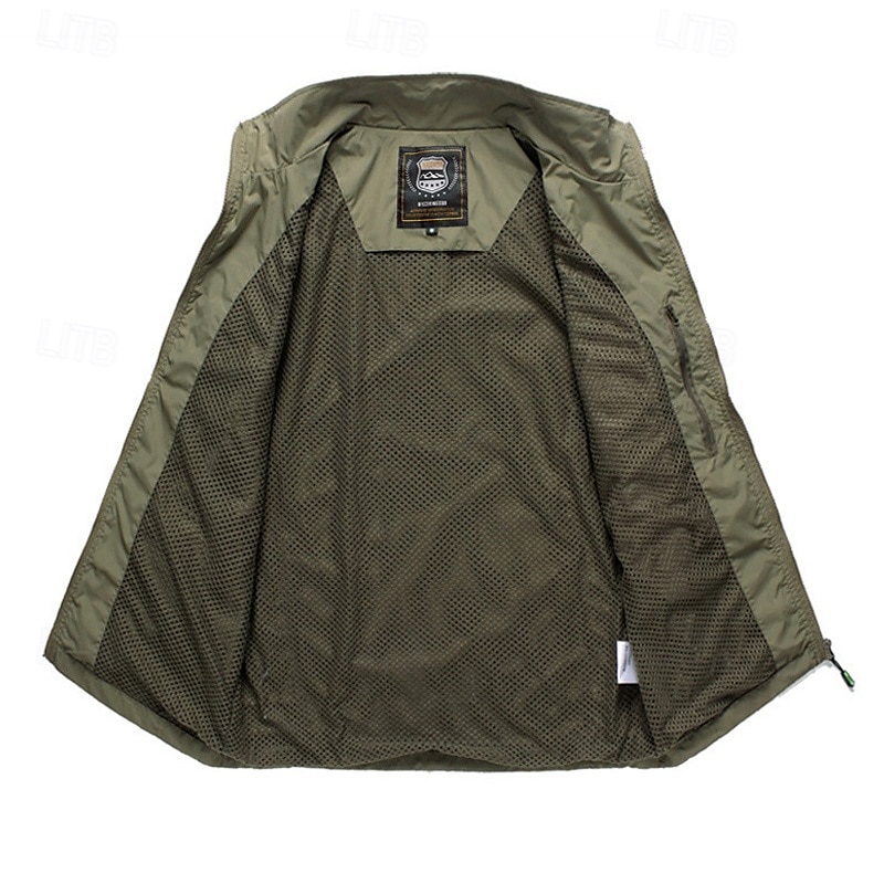 2026年 男性用 ハイキング ベスト 春 秋 アウトドア 快適 高通気性 ベスト 狩猟 釣り 登山 ブラック アーミーグリーン ダークブルー カーキ色 グレー  コレクション – $32.99 –P8