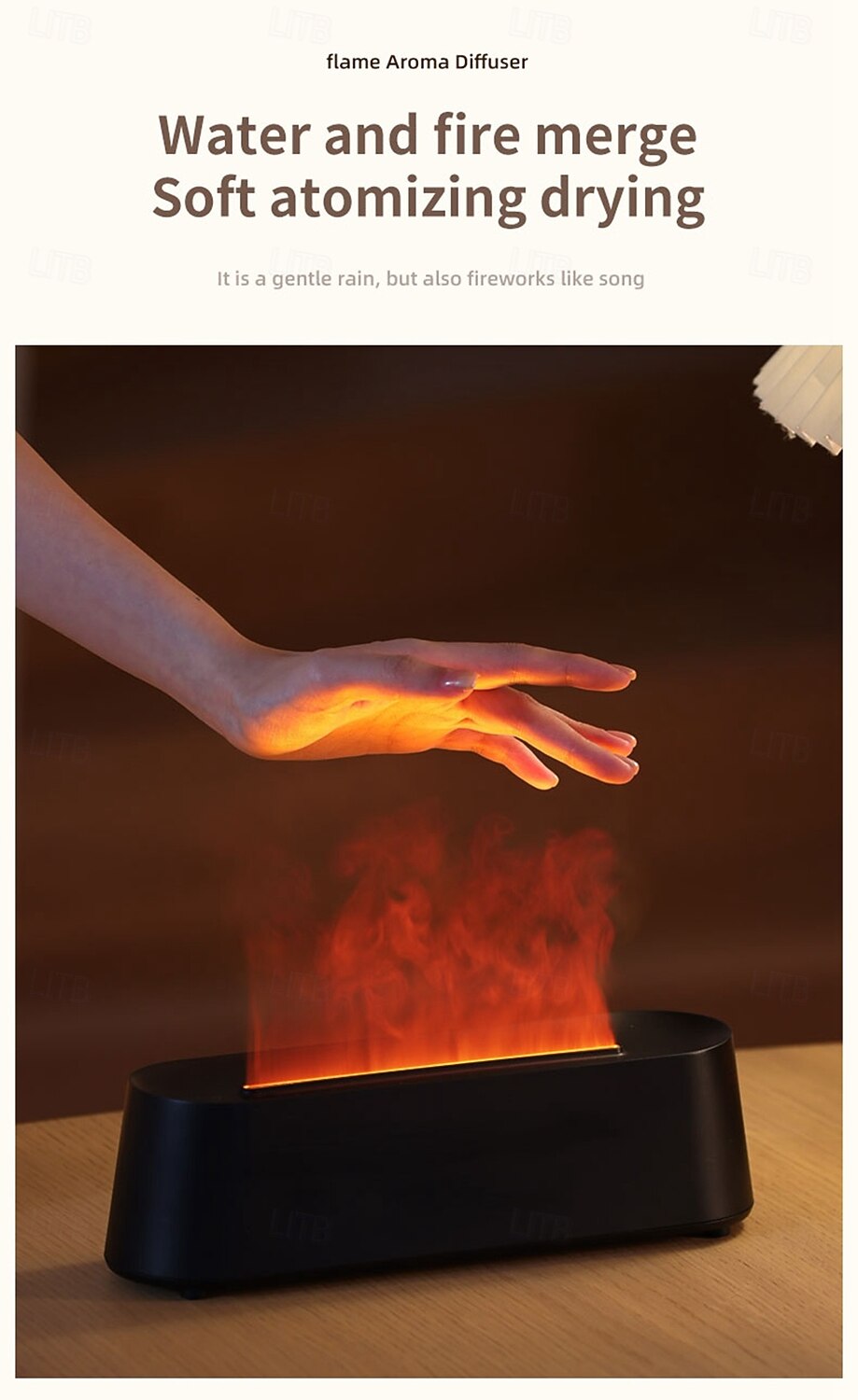 Luftbefeuchter Mit Flammeneffekt & Uhr – 7 Farben, Aromatherapie, Fernbedienung, Auch Als Wecker Nutzbar