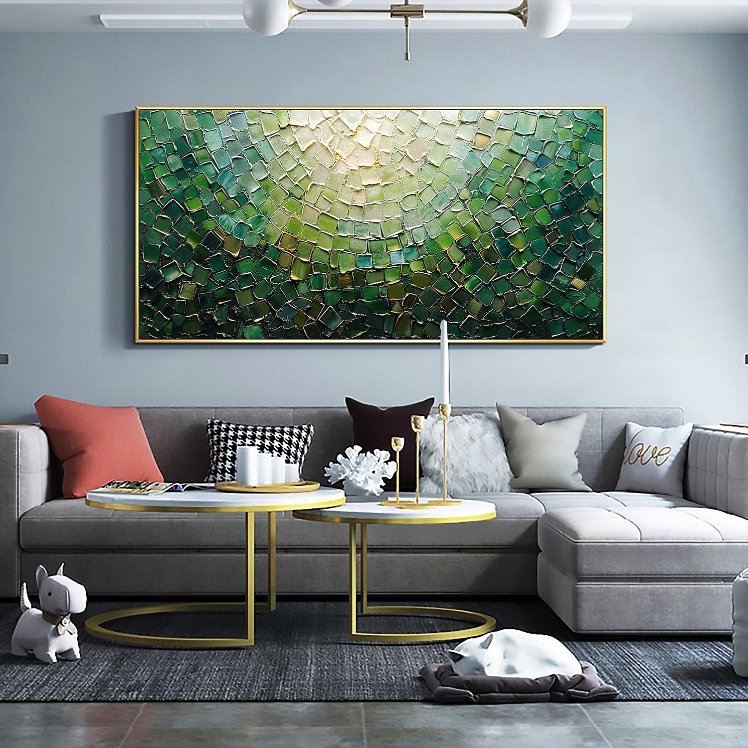 Handmade Original Nordic Minimalism Oil Painting On Canvas Contemporary Abstract Green Impasto Texture Wall Art for Home Decor With Stretched Frame/Without Inner Frame Painting 2025 - $139.99 –P7