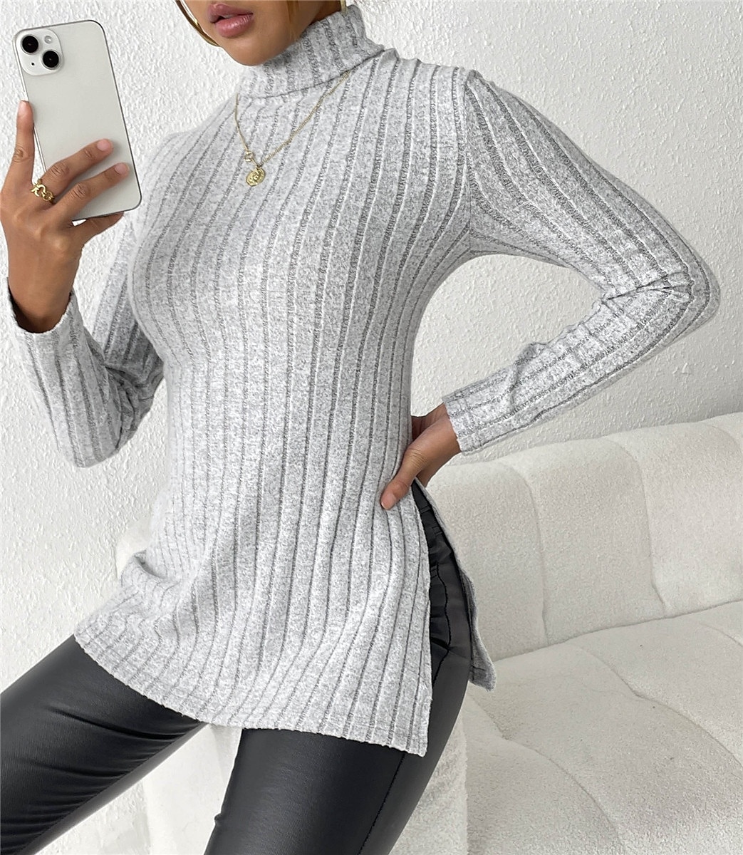 Női Tunika Póló Sima Divat Modern Alkalmi Hosszú ujj Körgallér Normál felsők Napi Hétvége Égszínkék Fukszia Barna Szürke Ősz Tél 2025 - $31.99 –P4