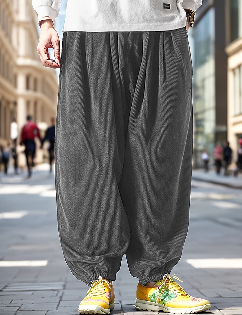 Herr Joggingbyxor Joggare Manchesterbyxor Långbyxor Harem byxor Snörning Elastisk midja Opressade byxor Slät Komfort Varm Fullängd Utomhus Ledigt Dagligen Sport Mode Svart Grå 2025 - $25.99 –P2