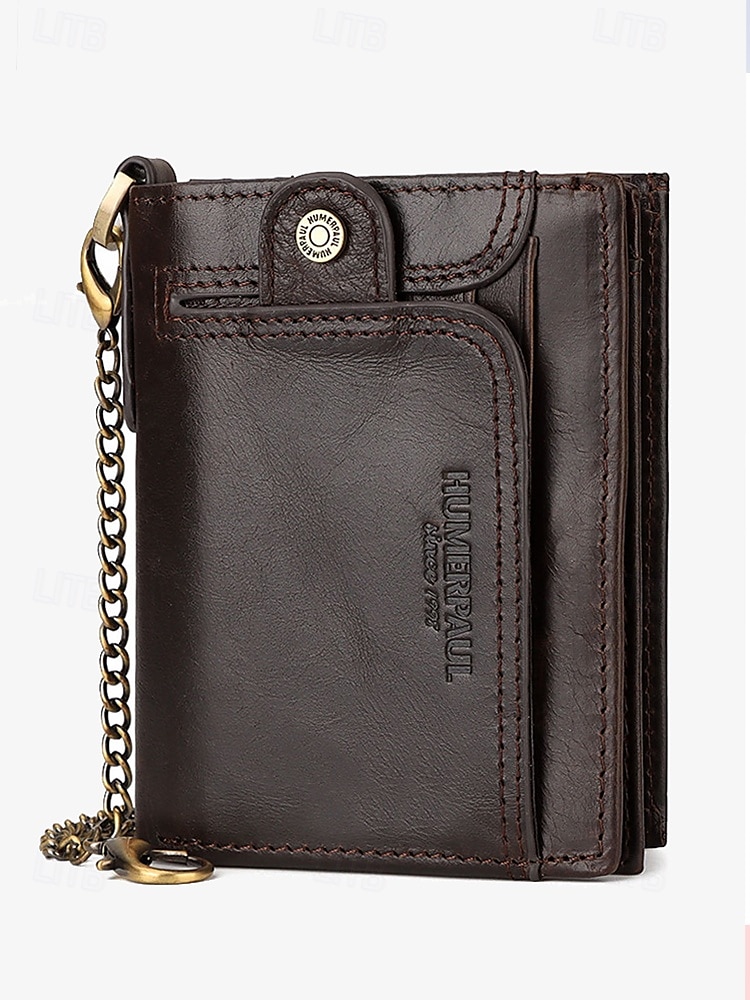 Men's Premium Cowhide RFID Blocking Wallet - Vintage Bifold Leather Wallet with Coin Zipper, Card Slots for Everyday Use 2025 - $26.99 –P5