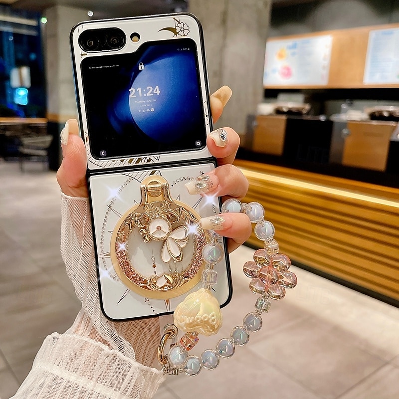 Phone Case For Z Flip 7 Z Flip 6 Z Flip 5 Z Flip 4 Z Flip 3 Back Cover with Stand Holder Magnetic Support Wireless Charging Retro TPU PC 2025 - $21.99 –P7