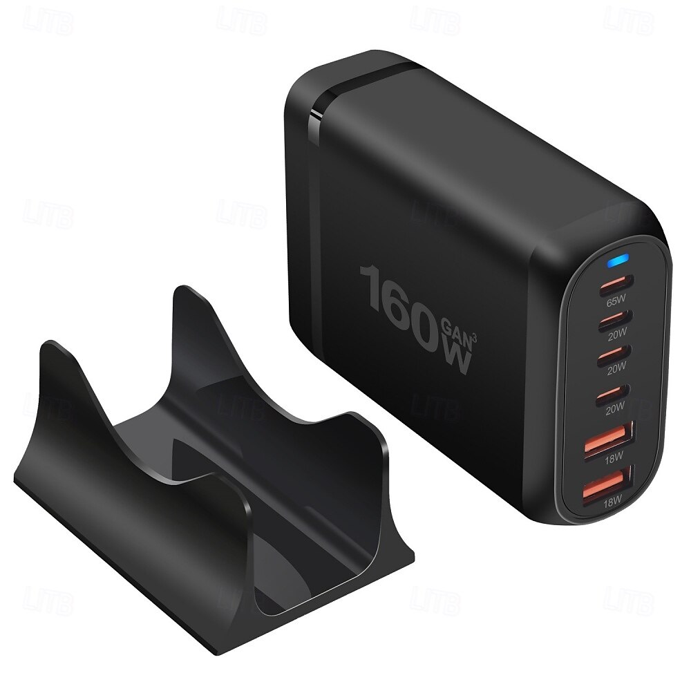 160w gan snel opladen 3.0 usb type c snellader mobiele 6-poorts usb type c pd-lader handig om mee te nemen tabletlader 2025 - $44.99 –P7