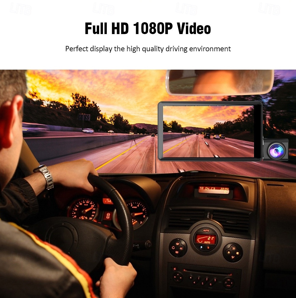 HD Car Dash Camera 3 Cameras 4 Inch LCD Backlit Display 360 Degree Rotatable 170 Degree Wide Angle Night Vision Auto Storage 1080P Car DVR 2025 - $52.99 –P2