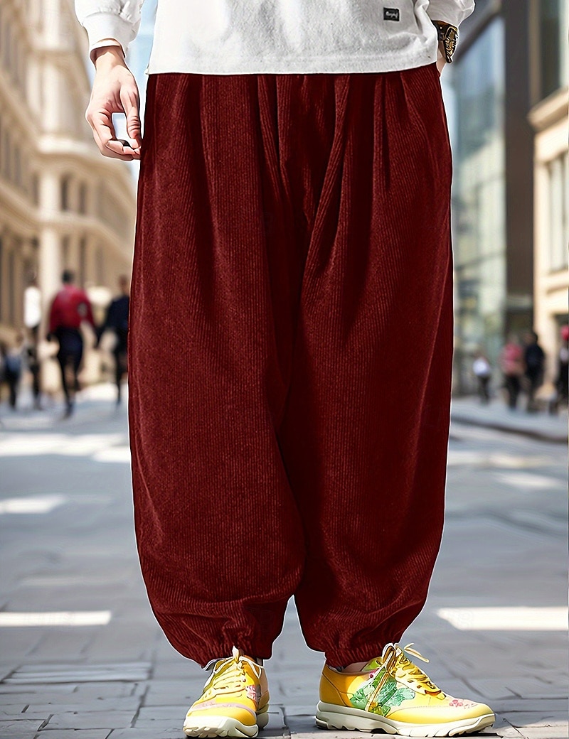 Herr Joggingbyxor Joggare Manchesterbyxor Långbyxor Harem byxor Snörning Elastisk midja Opressade byxor Slät Komfort Varm Fullängd Utomhus Ledigt Dagligen Sport Mode Svart Grå 2025 - $25.99 –P3
