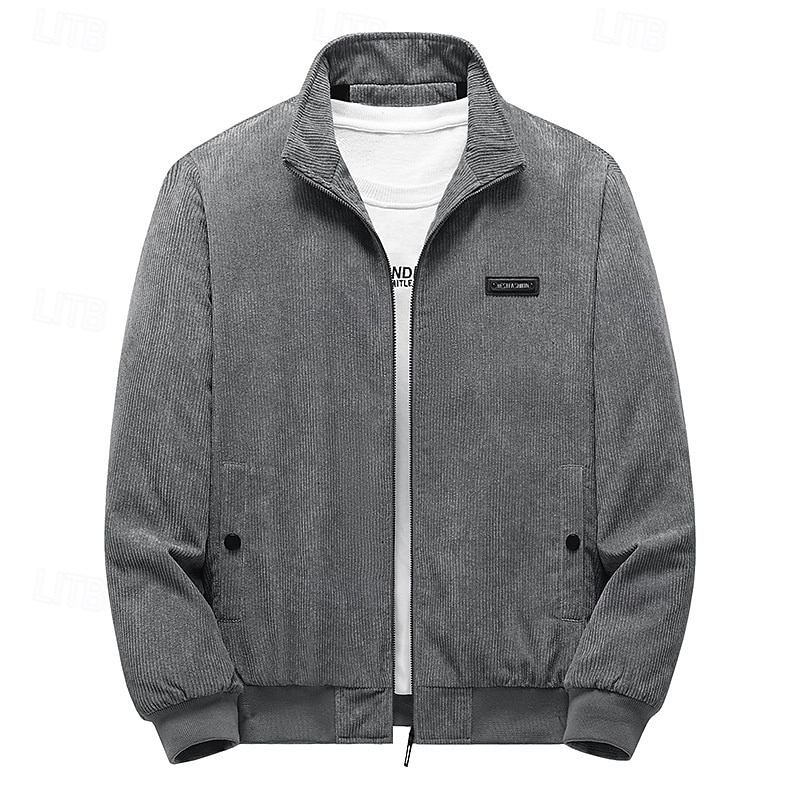 Herren Winterjacke Cordjacke Fleecejacke Freizeitjacke Täglich Urlaub warm Tasche Vlies Herbst Winter Glatt Modisch Strassenmode Ständer Standard Schwarz Gelb Armeegrün Grau Jacken 2025 - $41.99 –P16