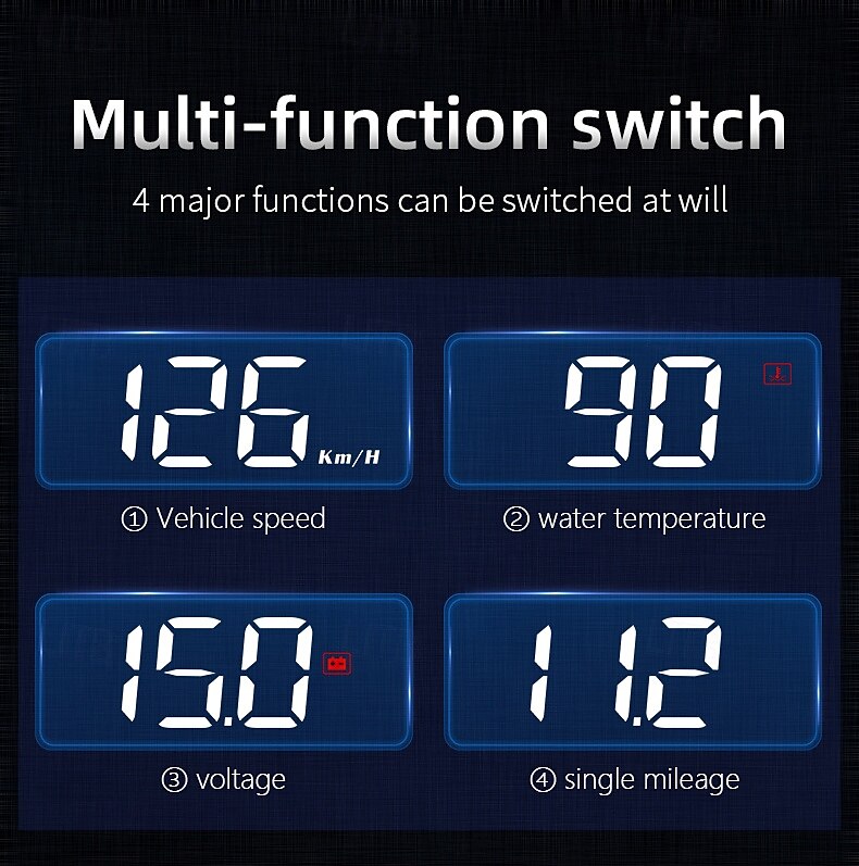 Car HUD Head Up Display Car Portable Speed Monitor Car Universal HUD with OBD Cable Speedometer Engine RPM Warning Mileage Measurement All in One 2025 - $33.99 –P3
