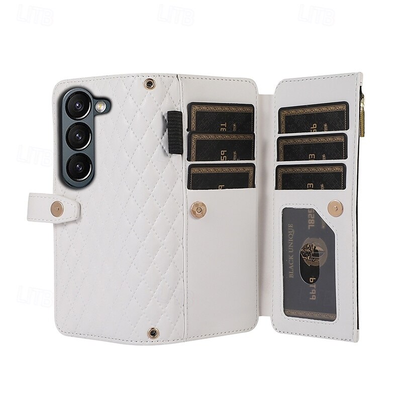 Phone Case For Z Fold 6 Z Fold 5 Z Fold 4 Z Fold 3 Flip Cover with Stand Holder Zipper with Wrist Strap Retro TPU PU Leather 2025 - $23.99 –P10