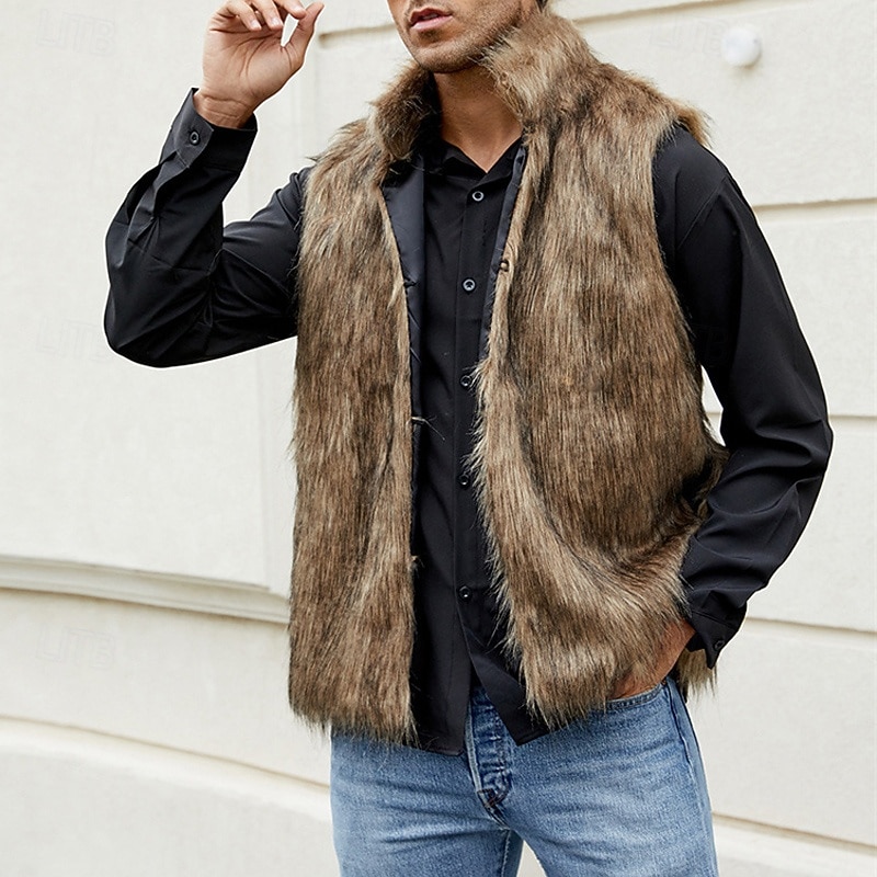 Per uomo Gilet Cappotto di pelliccia sintetica Giornaliero Appuntamento Da mare Di tendenza Informale Autunno inverno Tenere al caldo Poliestere Comodo Liscio Cardigan Colletto alla coreana Standard del 2026 a $39.99 –P15