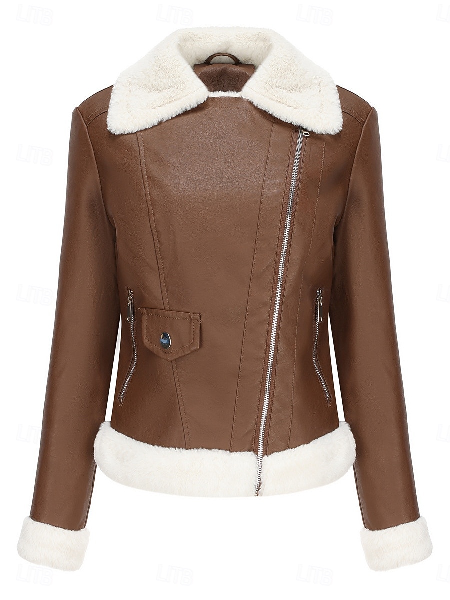 Per donna Giacca invernale Giacca in pile Tenere al caldo Traspirante Cerniera Tasche In pile Informale Liscio Da mare Strada Da tutti i giorni Per uscire Cerniera Corto Collo ripiegabile Standard del 2025 a $57.99 –P12