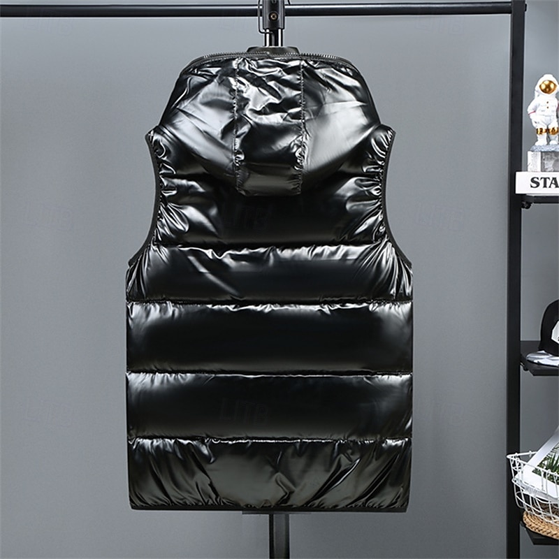 Herren Puffer Weste Kapuzenweste Gepolstert Weste Steppweste Täglich Verabredung Urlaub Modisch Brautkleider schlicht Herbst Winter Tasche Polyester warm halten Komfortabel Feste Farbe Reisverschluss 2025 - $35.99 –P5
