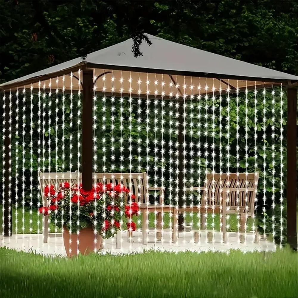 3x3M Ευέλικτα Φωτιστικά Κουρτίνας LED 300 LEDs Φωτιστικά Σχοινιού LED με 13-Κλειδί Τηλεχειριστήριο USB Τροφοδοτούμενα Χαμηλής Τάσης Ζεστό Λευκό  RGB Ασφαλή για Διακόσμηση Δωματίου  Κουρτίνας 2026 - $48.99 –P8