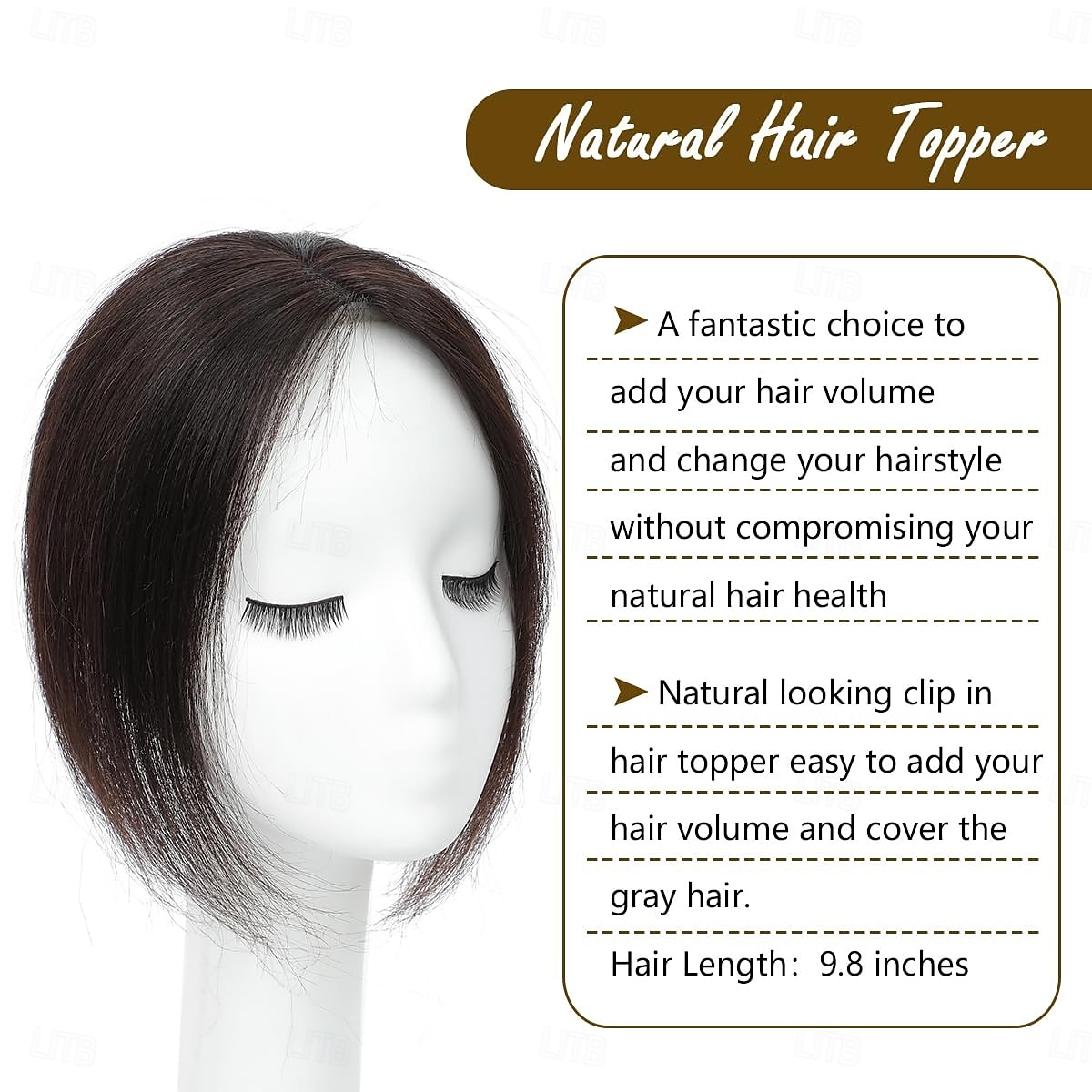 topper per capelli 9.8" topper per capelli umani per donne topper per capelli color castano scuro per capelli diradati topper per capelli umani 100% veri per donne del 2025 a $125.99 –P6