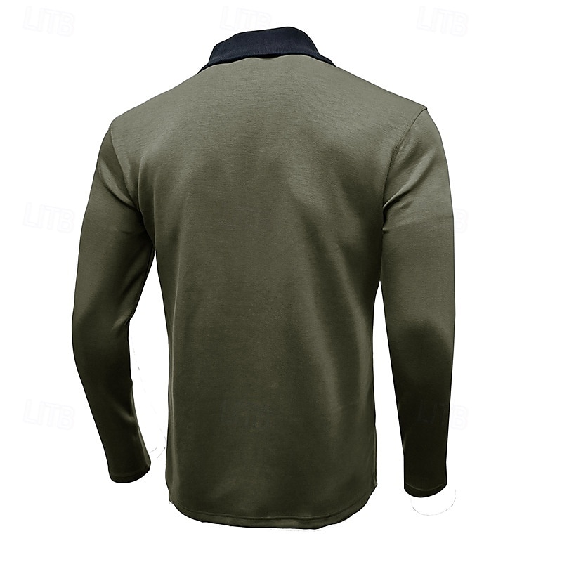 Men's Quarter Zip Polo Golf Shirt Vacation Casual Daily Quarter Zip Long Sleeve Fashion Basic Color Block Front Zipper Spring &  Fall Regular Fit Black White Burgundy Navy Blue Khaki Army Green 2025 - $23.99 –P8