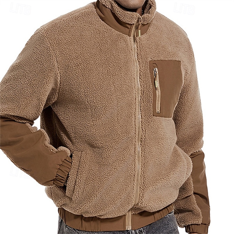 Herren Wanderjacke Fleecejacke für Wanderer Winter Draussen warm Fleece-Futter Vliesjacken Voller Reißverschluss Klettern Camping / Wandern / Höhlenforschung Reisen Cachi scuro Schwarz Dunkelblau 2025 - $63.99 –P3
