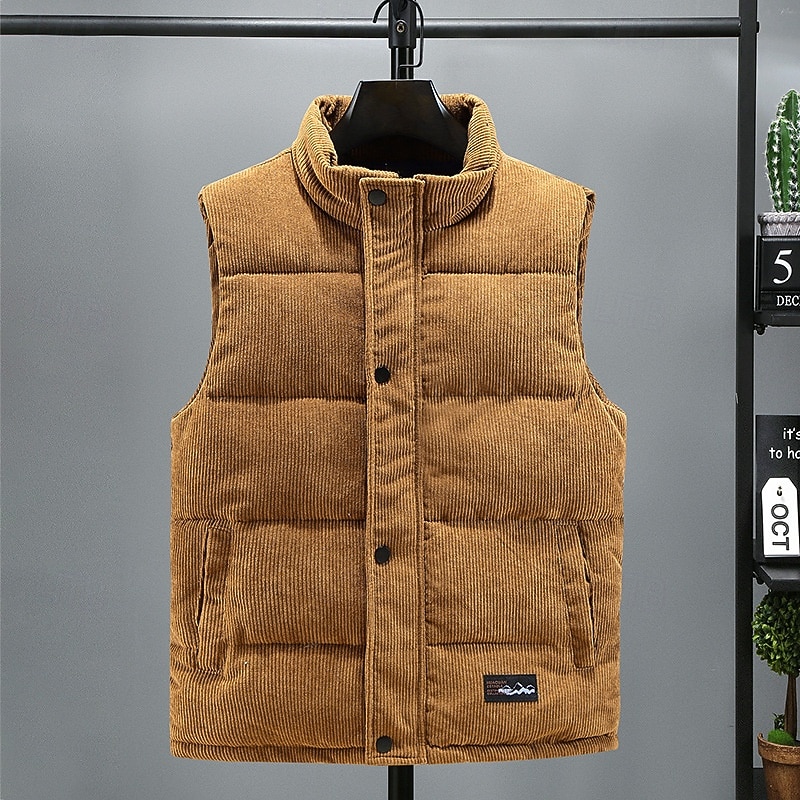 Per uomo Gilet imbottito Gilet in velluto a coste Gilet trapuntato Da tutti i giorni Da mare Per uscire Di tendenza Essenziale Primavera & Autunno Cerniera Velluto a coste Comodo Liscio Cerniera del 2026 a $33.99 –P1