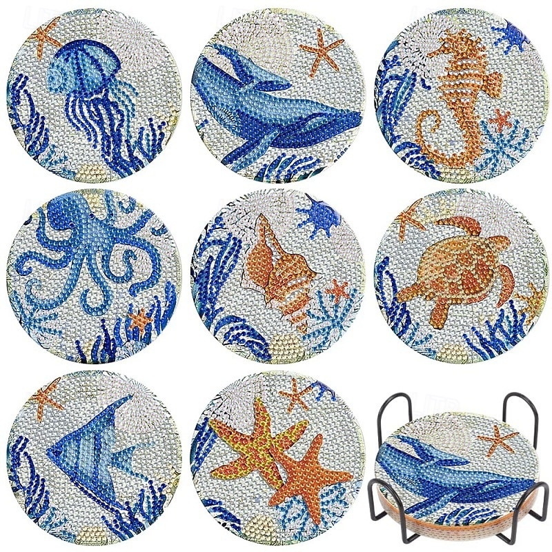 ערכת תחתית ציור אמנות יהלומי אוקיינוס 8 יחידות ערכת יצירה בעצמך עם מחזיק ציוד אמנות לרכבת תחתית למבוגרים מתנה אידיאלית לחג המולד 2025 - $27.99 –P2